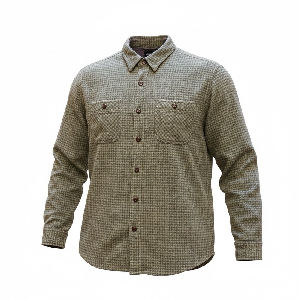 Lands End Mens Traditional Fit‎ Green Button Down Heavy Flannel Large 16-16.5